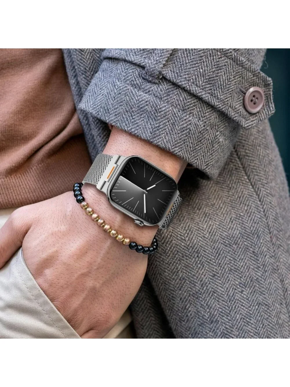 Stylish Magnetic Stainless Steel Milanese Loop Band for Apple Watch 49mm-42mm